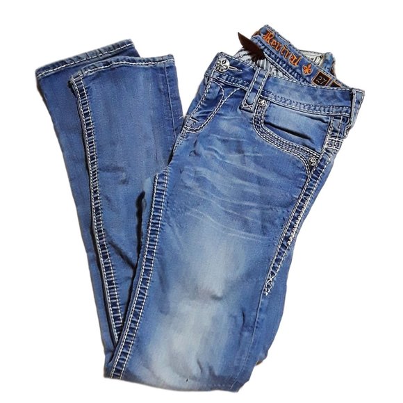 Rock Revival Jen Straight Denim Jeans- Womens Sz 27 - Picture 3 of 8